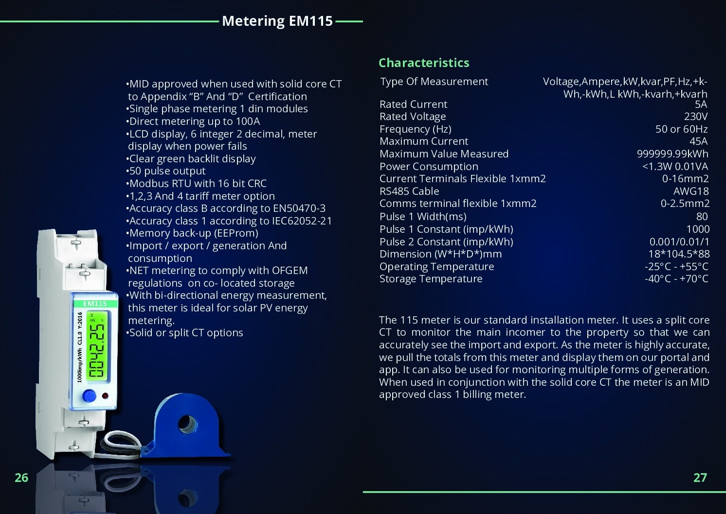OB115-MOD Meter with Split CT works with GivEnergy System- Modbus RTU – ID3 Address | Lorawan GivEnergy EM115 Meter with CT Overview pdf