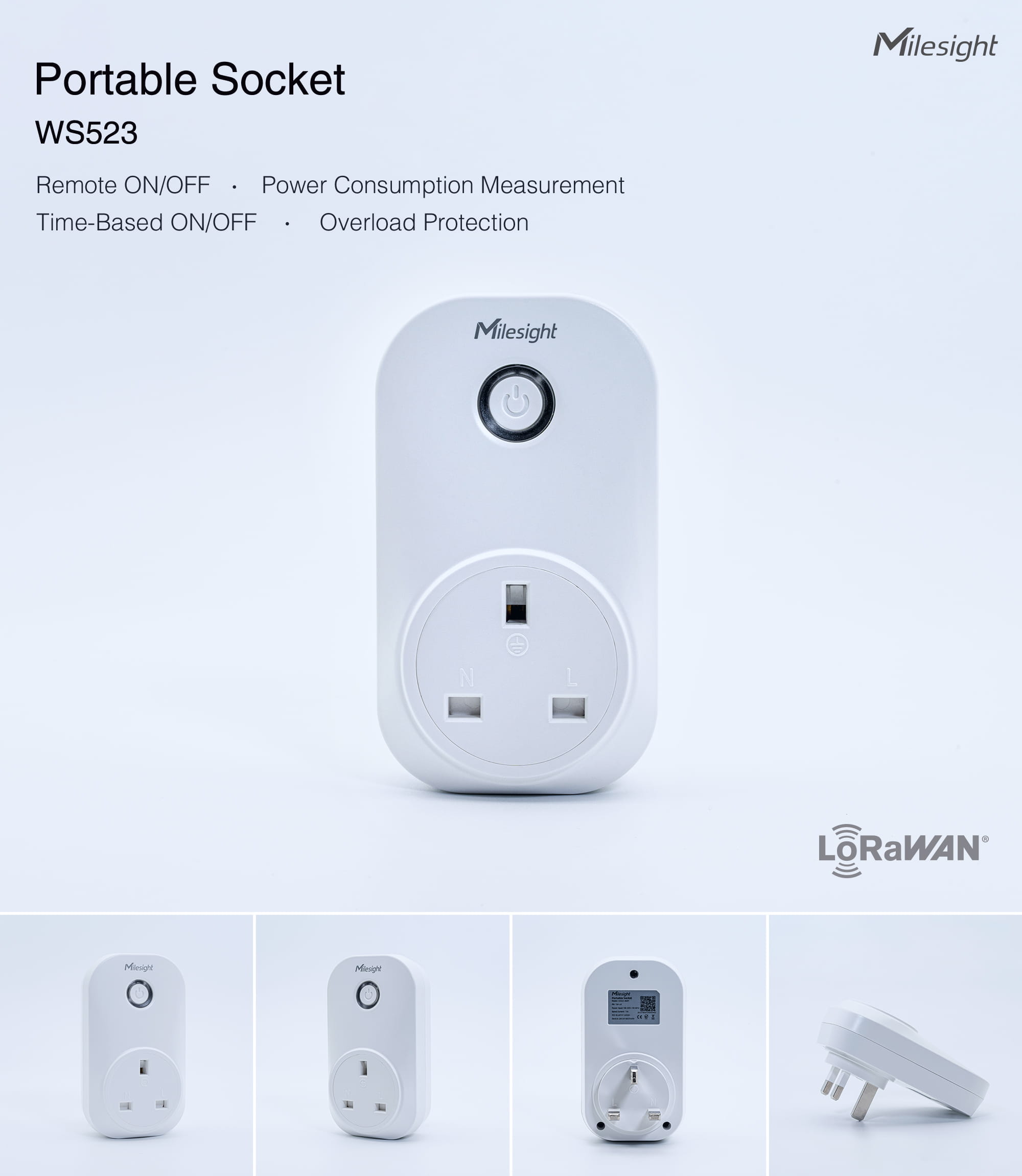 WS523-868M-13A-UK – Smart Portable Socket | Lorawan WS523 868M 13A UK 2